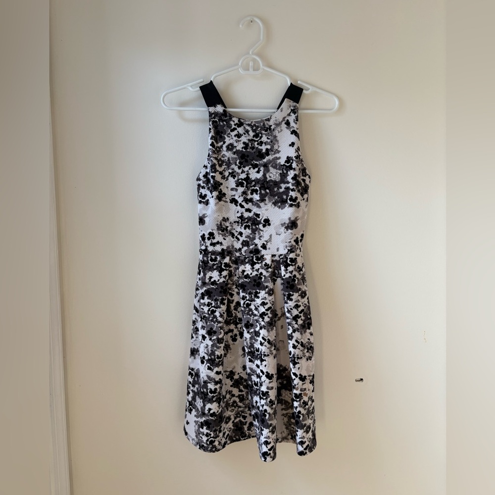Elegant Black and White Floral Dress